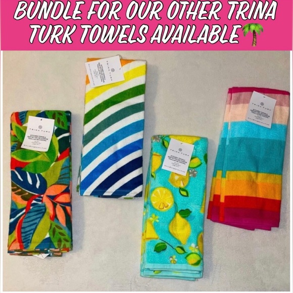 New! Trina Turk 2Pc Tiffany Blue/Lemon Hand Towels 🍋 Absolutely Beautiful! - Picture 9 of 10